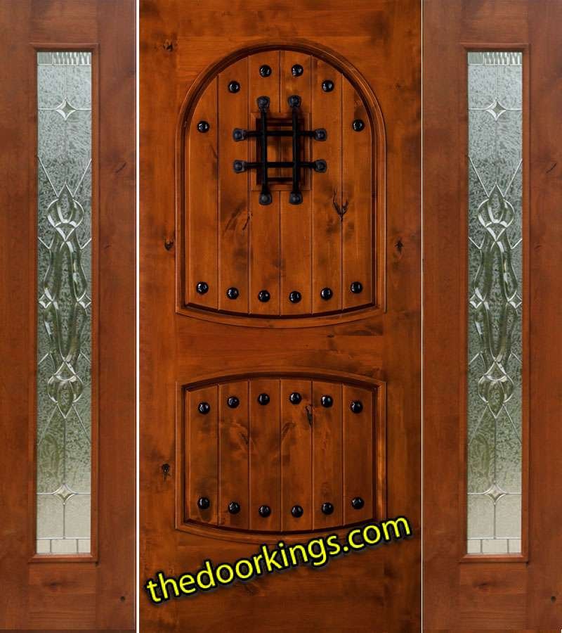10 panel wood door with two sidelites